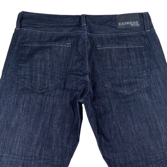 Express Jeans Mens 32x32 Rocco Slim Fit Boot Cut Dark Wash Denim 90s Revival Y2K - Picture 11 of 16